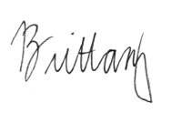 A handwritten signature that reads "Brittany."